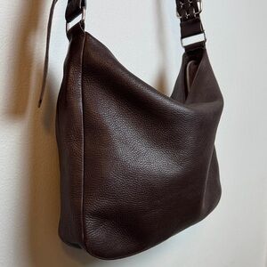 Nicole Farhi Dark Brown Leather Bag with Chain Strap